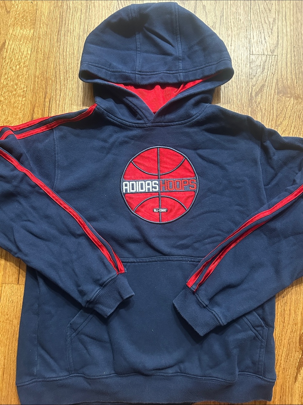 adidas Kids Navy & Red Hoops Pullover Hoodie
